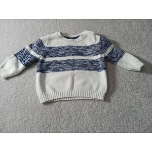 Baby Gap 12-18 Oatmeal Blue Striped Crewneck Sweater